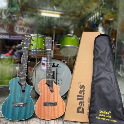 Ukulele Concert Dallas Dáng Khuyết Nhọn + 2 màu xanh lam, nâu gỗ siêu đẹp